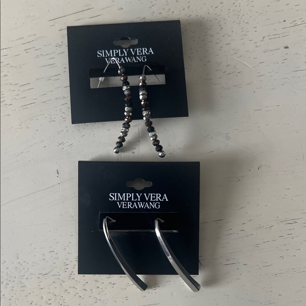 Simply Vera Vera Wang Silver and Black Dangle Earrings